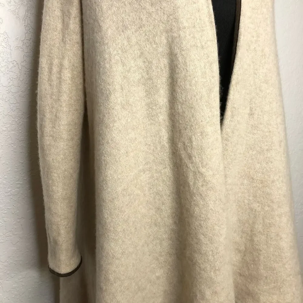 Michele Negri cream tan cashmere open front cardigan